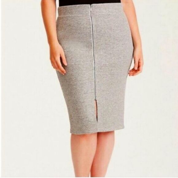 Torrid Grey Ribbed Zip Front Womens 3X Bodycon Pencil Thick Skirt Careerwear - Picture 2 of 12
